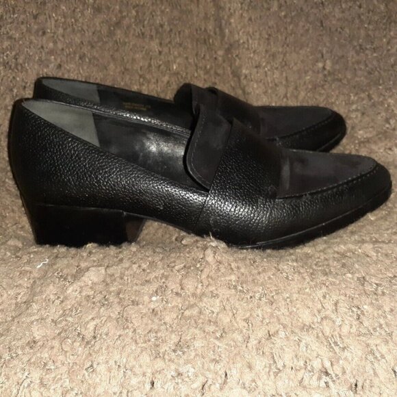 3.1 PHILLIP LIM -Black Leather/Oiled Suede-Slip-On Loafers-Sz 37.5-Excellent - Picture 4 of 7